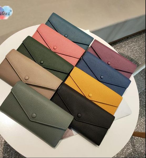 

2021 womens fashion designer multicolor long wallets coin purse card holder concealed button good gift high quality, Red;black