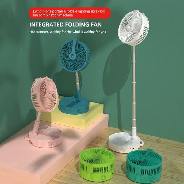 

electric fans 8 in 1 folding stand floor fan with spraying humidification night light speaker function usb 4 speeds portable desk