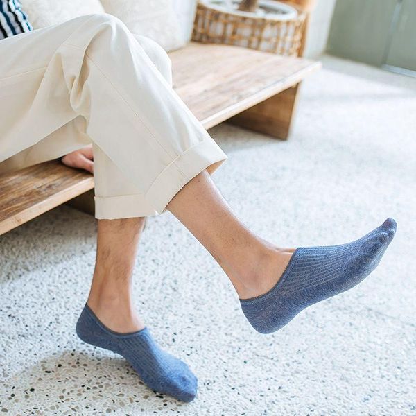 

men's socks amorn invisible sweat breathable solid color boat black white gray drawstring cotton sox in 4 seasons