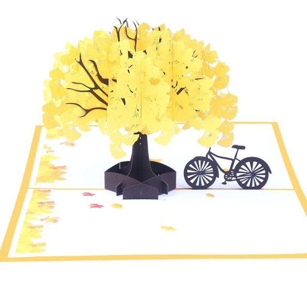 

greeting cards 3d handmade butterfly ginkgo tree forest paper invitation card wedding party valentine's day festival birthday gift