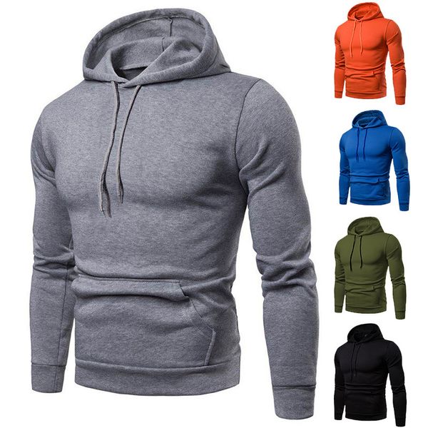 

fashion fleece 2021 fashion solid color sweater men's personalized hooded long sleeve hoodies, Black