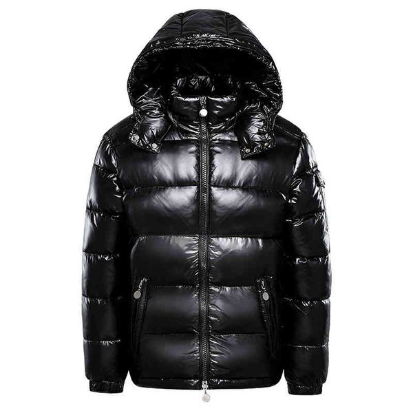 

men's warm down et, hoodie and shiny metal zipper, black, m-3xl, winter
