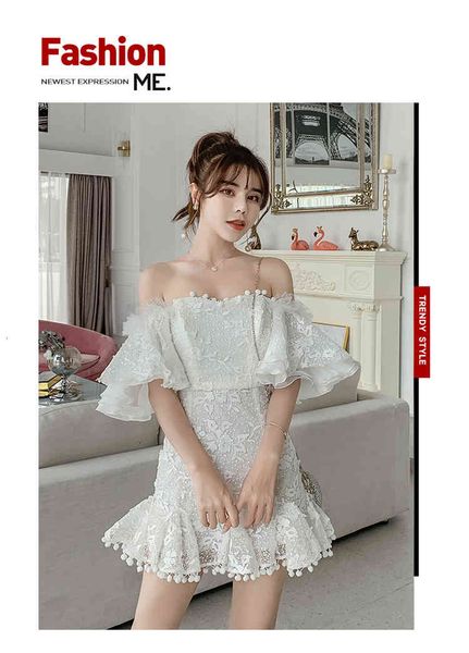 

summer off shoulder lace women white ruffles sleeve bodycon mini party tassel vestidos, Black;gray