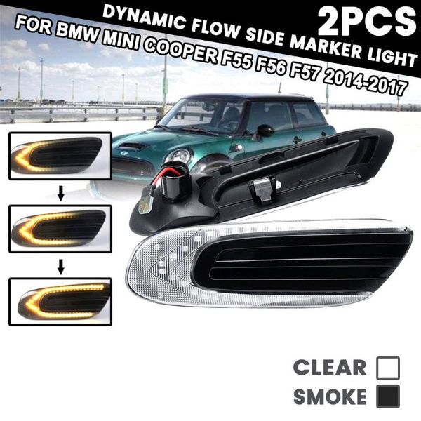 

bulbs 2pcs dynamic side lamp led flowing marker lights turn signal light 12v panel for mini cooper f55 f56 f57