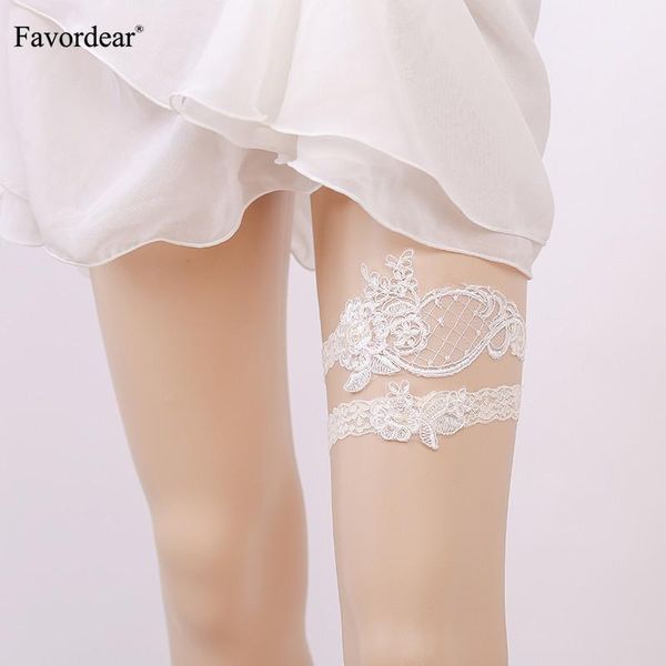 

bridal gloves favordear accessories women white lace floral garter with pearls 2 pieces/set crocheted leg wedding for bride 2021