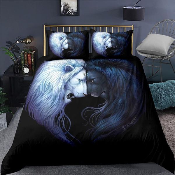 

bedding sets 2/3 pieces tiger/lion/dogs/snake set 3d print cartoon animals duvet cover home bed pillowcase(no sheets)