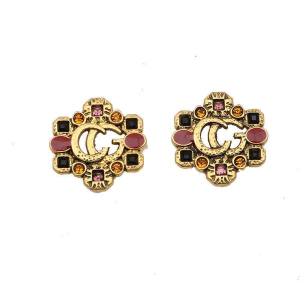 

colored stone earrings personality earrings niche earrings, Golden