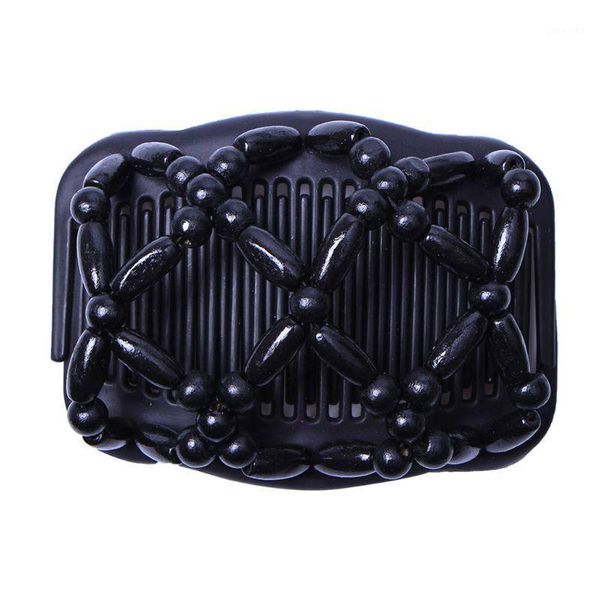 

women hair wooden combs retro magic bead stretchy double jewellery comb clip hairpins salon styling tamer drop1, Silver