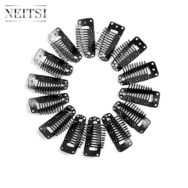 

clip in/on hair extensions neitsi i shape clips stainless steel snap for feather in weft 2.3cm 10pcs/pack 5 colors, Black;brown