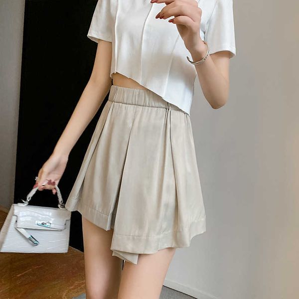 

summer 2021 thin pleated skirt with high waist and a-line, Black