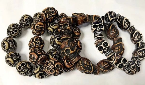 

gothic punk skull bracelet men's bangle 4 colors, Black