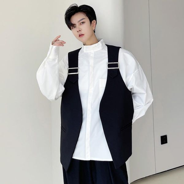 

men's vests suit vest net red fried street sleeveless fashion brand minority design senior hairdresser's, Black;white