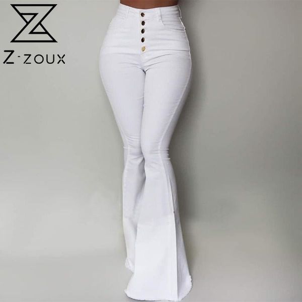 

women pants high waist flared single breasted trousers fashion simple long bottomed autumn 210524, Black;white