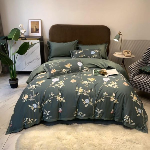 

vintage style birds leaves chic comforter cover set ultra-soft egyptian cotton bedding duvet bed sheet 2 pillowcases sets