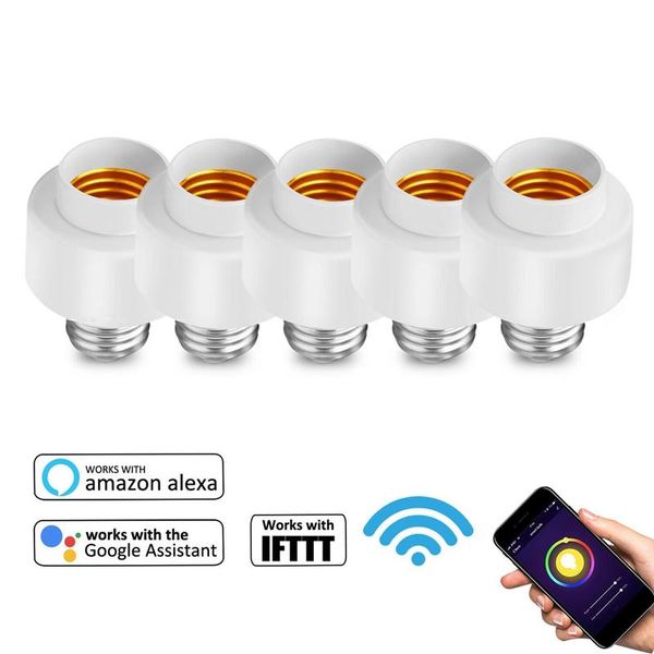 

smart power plugs 5 pack tuya life wifi light bulb socket adapter e27 switch work with amazon alexa google home ifttt