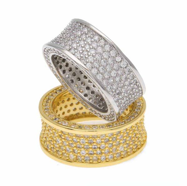 

hip hop iced out ring micro pave cz stone tennis ring men women charm luxury jewelry gold silver plated 3a zircon diamond ring
