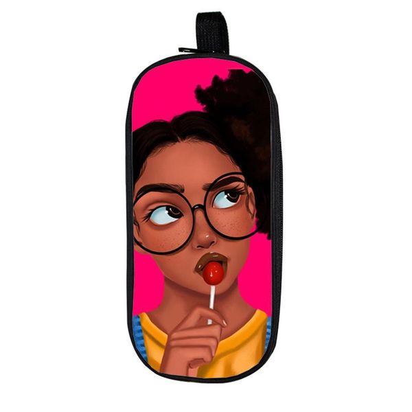 

cosmetic bags & cases beautiful afro lady girl pen bag children cartoon pencil case kawaii school trendy stationary fashion makeup