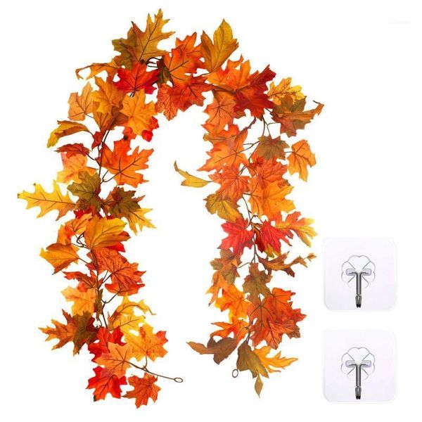 

decorative flowers & wreaths 2pcs wreath autumn decorations artificial flower fall maple garlands wall hanging halloween christmas orange de