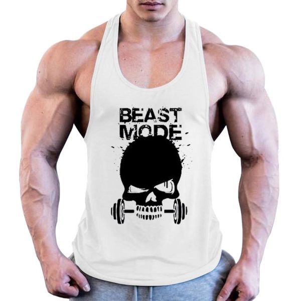 

men' tank sleeveless cotton vest, sportswear, bodybuilding and training wear, summer 2021, White;black