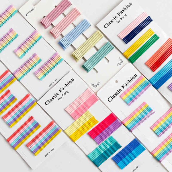 

barrettes hairpin japan and south korea color hair accessories ins candy elegant one word simple basic side clip headdress, Golden;silver