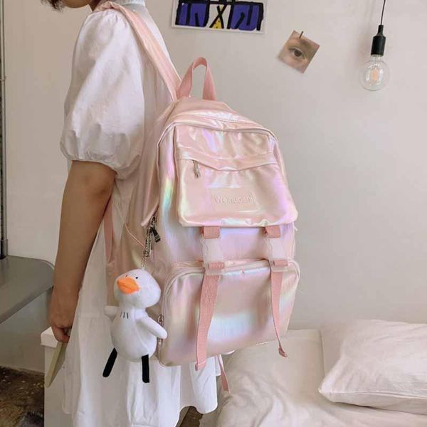 

teen girls school bags backpack women teenage student bookbags large capacity solid nylon waterproof junior high bag