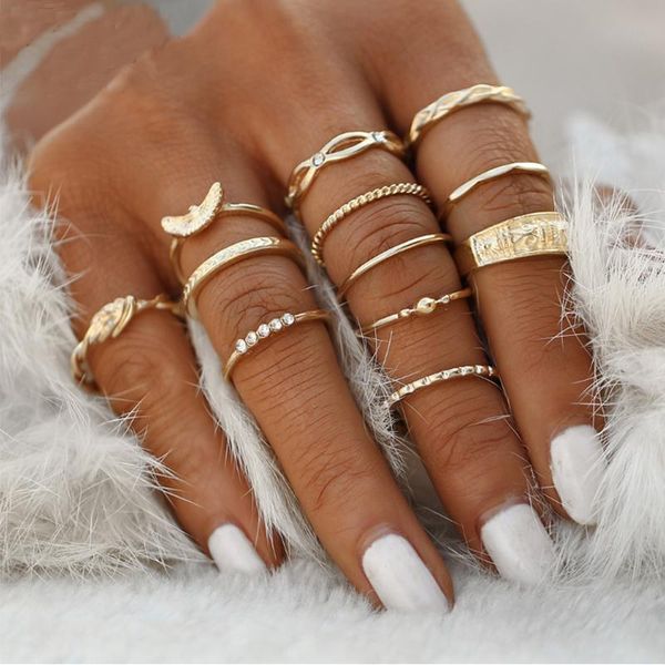 

wedding rings imucci 12 pc/set charm gold color midi finger ring set for women vintage boho knuckle party punk jewelry gift girl, Slivery;golden