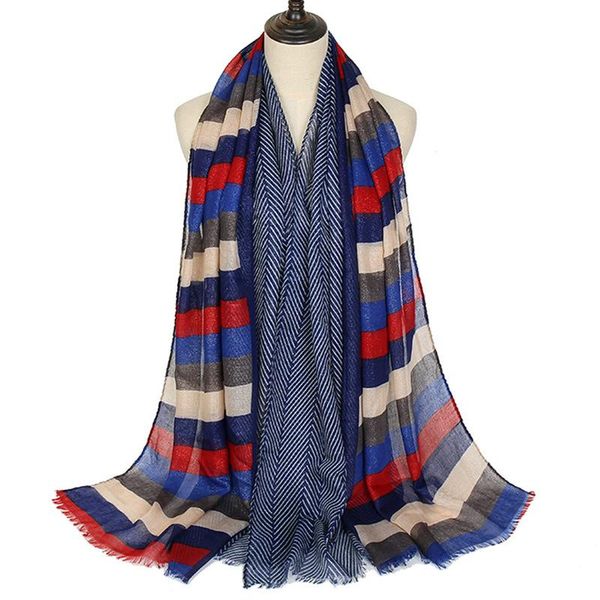 

scarves brand designer scarf foulard bandana shawls wrpas winter neck 2021 hijab women's striped prints, Blue;gray
