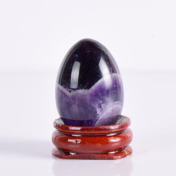 

decorative objects & figurines 45*30mm violet amethyst egg wood base undrill natural stone mineral crystal home decoration accessory kegel m