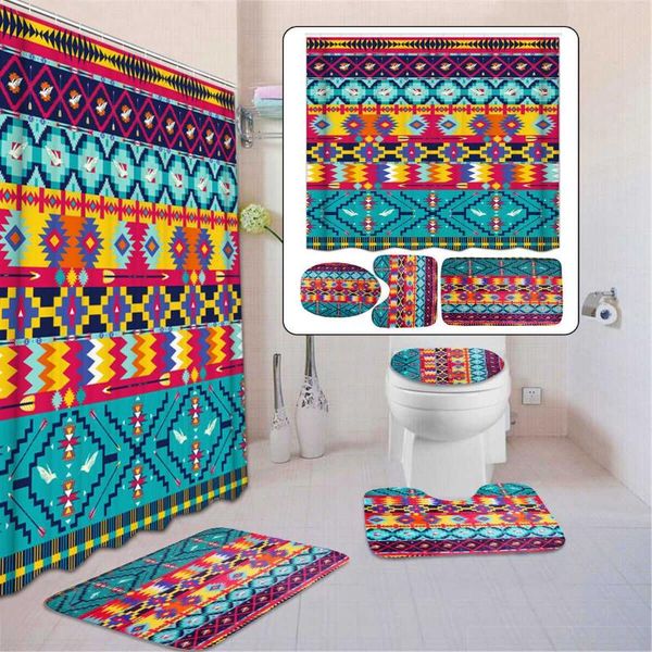 

shower curtains bohemia style pattern bath curtain waterproof geometric screen printed set for home bathroom decor