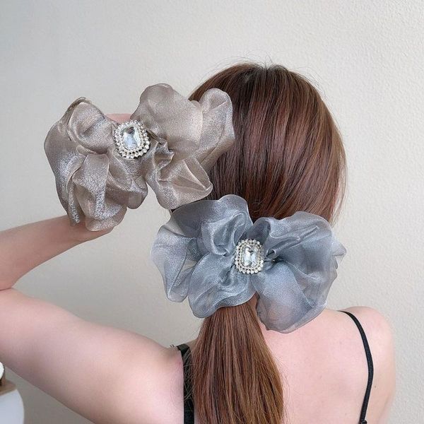 

hair clips sweet rhinestone bow net yarn temperament spring clip hairpin