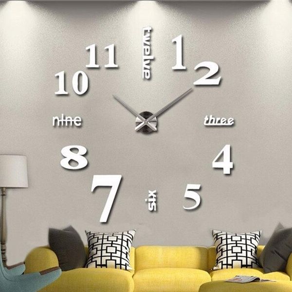 

wall clocks large 3d design clock sticker pattern luxury mirror home decoration diy bedroom living room decor