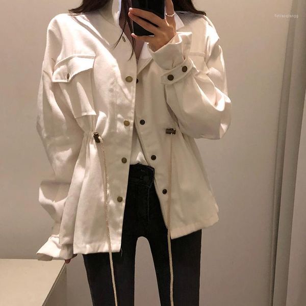 

women's jackets vintage jacket women autumn winter coat bf pleated bomber streetwear clothes oversized outerwear pocket high waist, Black;brown