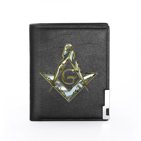 

arrivals and accepted masons printing pu leather wallet men bifold holder short purse male wallets, Red;black