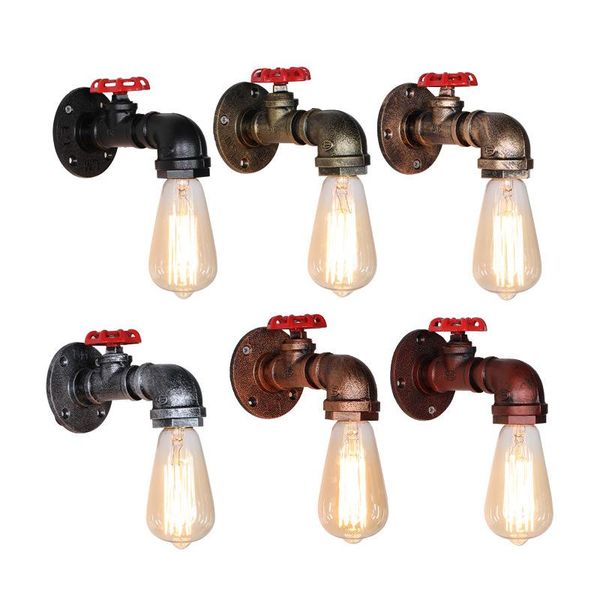 

wall lamps retro lamp e27 industrial water pipe iron light holder lighting fixtures bar restaurant loft aisle interior decor