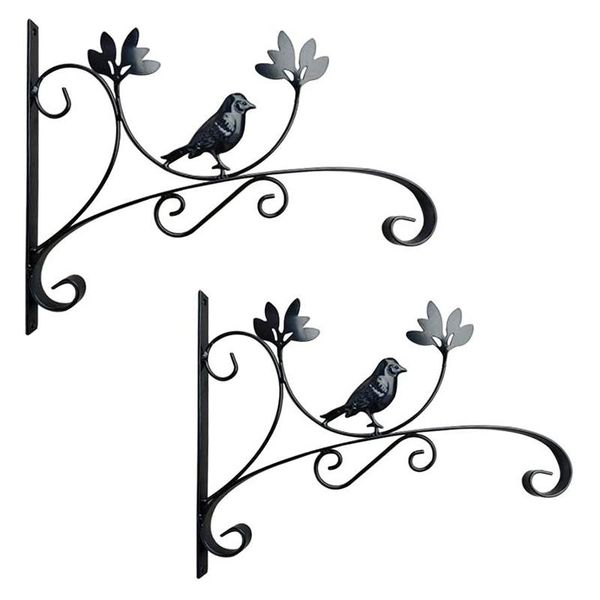 

other garden supplies 2pcs wall mount hanging hook metal indoor outdoor decorative hanger for plant flower basket pot bird feeder