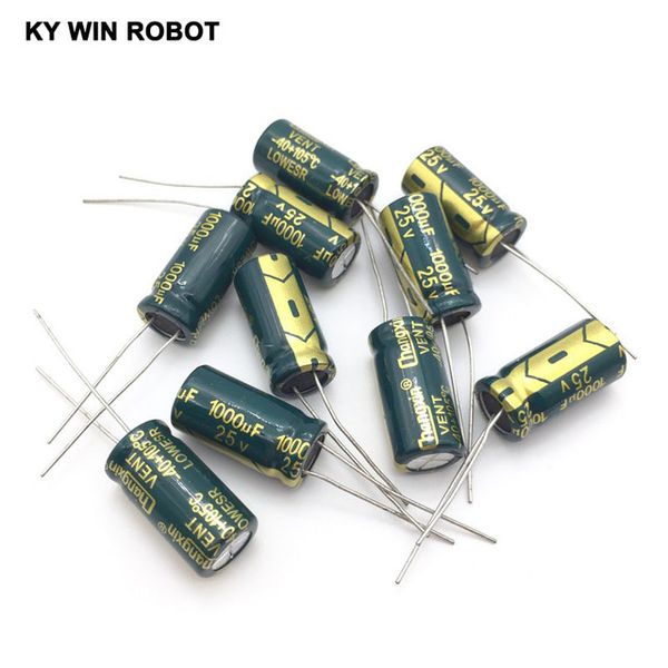Capacidades baratos Capacitor electrolítico de aluminio 1000uf 25V 10 * 20 Capacitores de electrolíticos