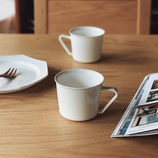 

mugs ins white china coffee mug thin light simple design nordic style water milk juice cups 250ml