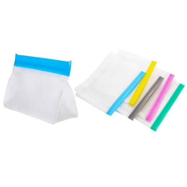 

storage bags 6 pcs reusable food bag plastic zipper closure thickened compact refrigerator e random color