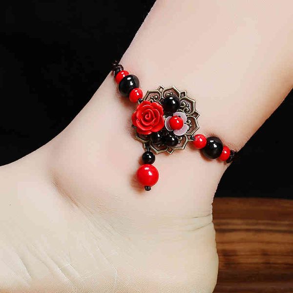 

chinese style products national foot chain women's hand woven jewelry adjustable ring rope
