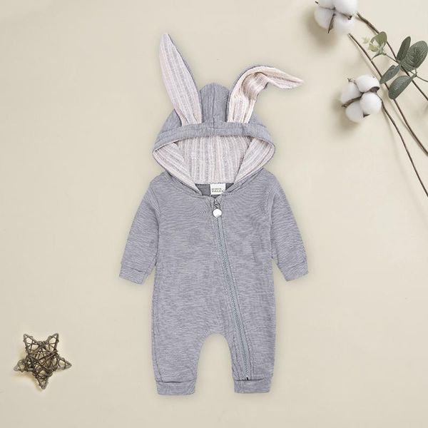 

0-12m ear hooded baby rompers infant boys girls born side zipper spring autumn clothing jumpsuit outfits 2021 jumpsuits, Blue