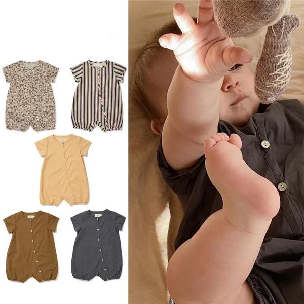 

jumpsuits baby romper ks summer short sleeve striped rompers roupas born boys clothes infant overalls clothing girls outfit, Blue