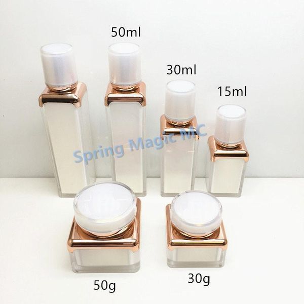 

storage bottles & jars 50pcs 50ml acrylic square vacuum bottle pearl white emulsion/foundation/bb cream airless makeup emulsion sub-bottle