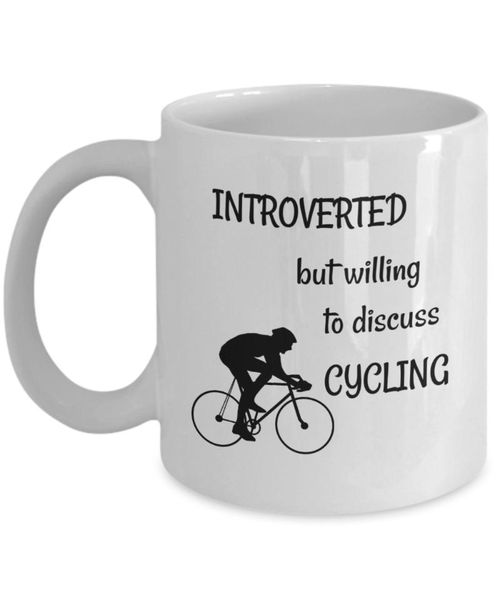 

mugs details about Â sarcastic cyclist coffee mug gift - introverted but willing to discuss cycling