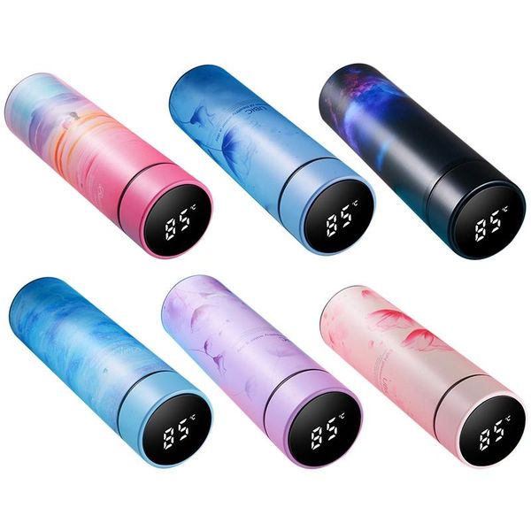 

water bottles 450ml thermo vacuum flasks temperature display stainless steel bottle travel coffee mug tea milk cup