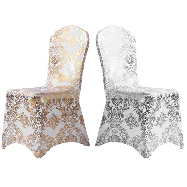 

bronzing gold printed chair cover stretch spandex wedding covers dining housse de chaise