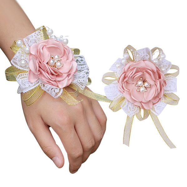 

decorative flowers & wreaths european corsage leather pink rhinestone pearl groom suit pin factory direct sales business party weddin