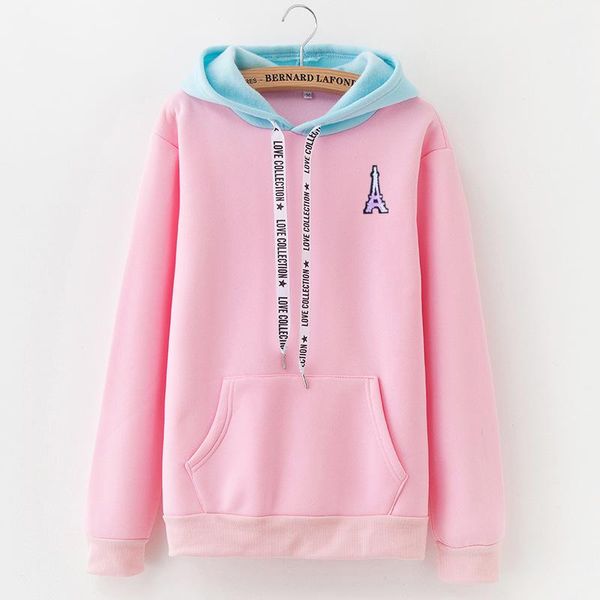 

women's hoodies & sweatshirts autumn and winter casual printing sweatshirt fleece fashion stitching pocket oversized, Black