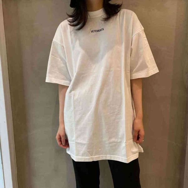 

red stickers letter print t-shirts vetements women men casual cato oversized heavy dust tea, White;black