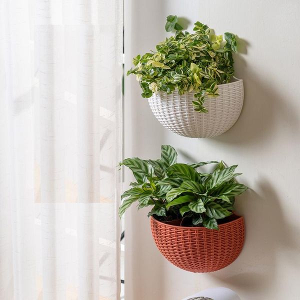 

planters & pots small shape semicircular wall hanging flower european style imitation rattan pot balcony lazy