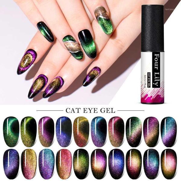 

lily 5ml gel nail polish magnetic cat eye effect uv glamorous chameleon lacquer soak off led varnish manicure1, Red;pink